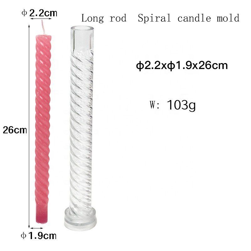 B-7018 Square Head Long Rod Spiral Church Candle Mold Handmade Plastic Mold Easy Demoulding Rod Wax Plastic Mould