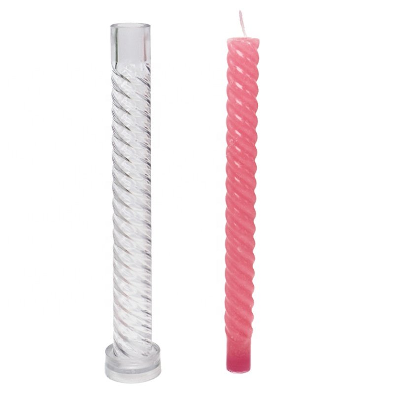 B-7018 Square Head Long Rod Spiral Church Candle Mold Handmade Plastic Mold Easy Demoulding Rod Wax Plastic Mould