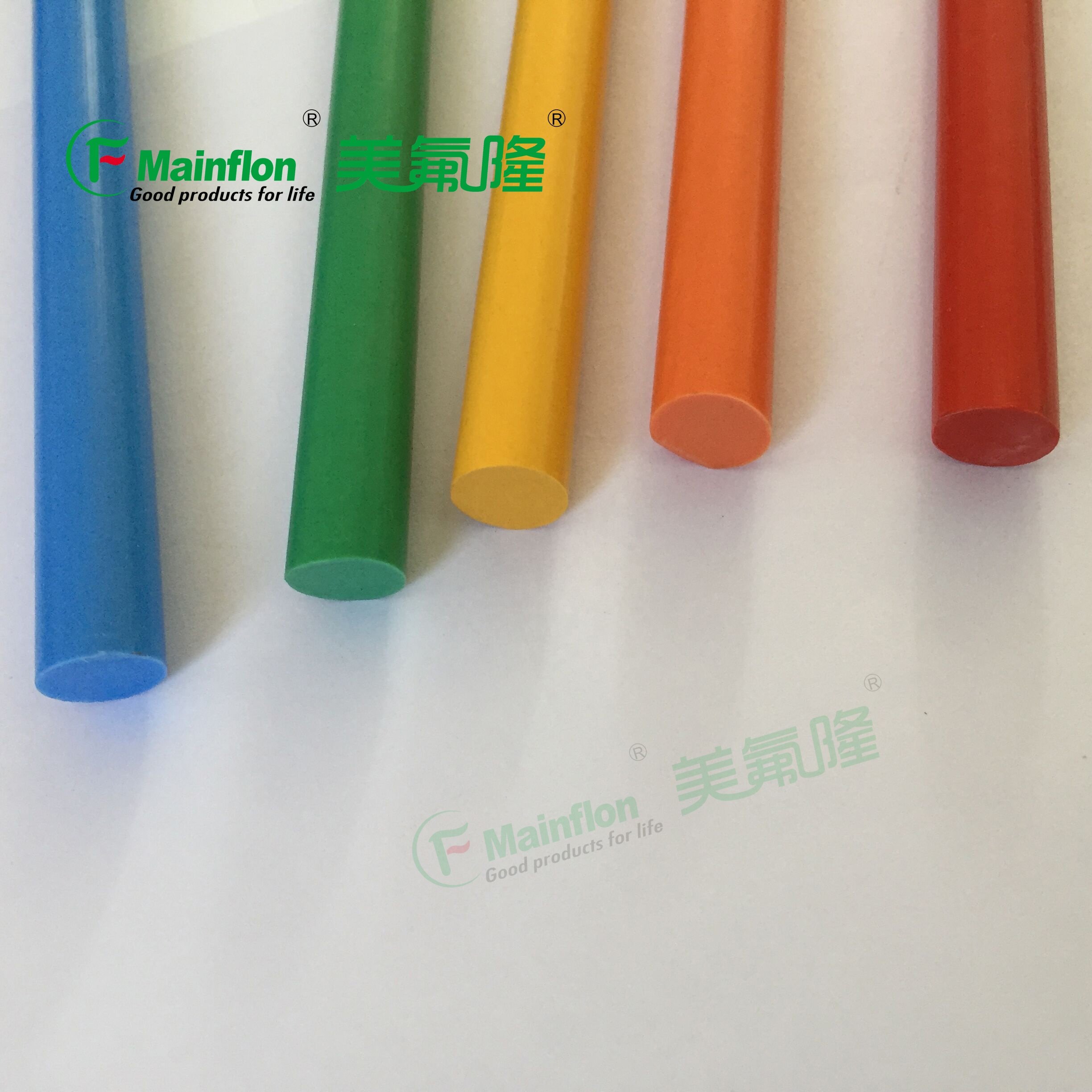 Red Color PTFE Round Rod, Various Diameters, 1 meter length, Red, Yellow, Blue, Green, Black, White, Grey, Orange, etc.