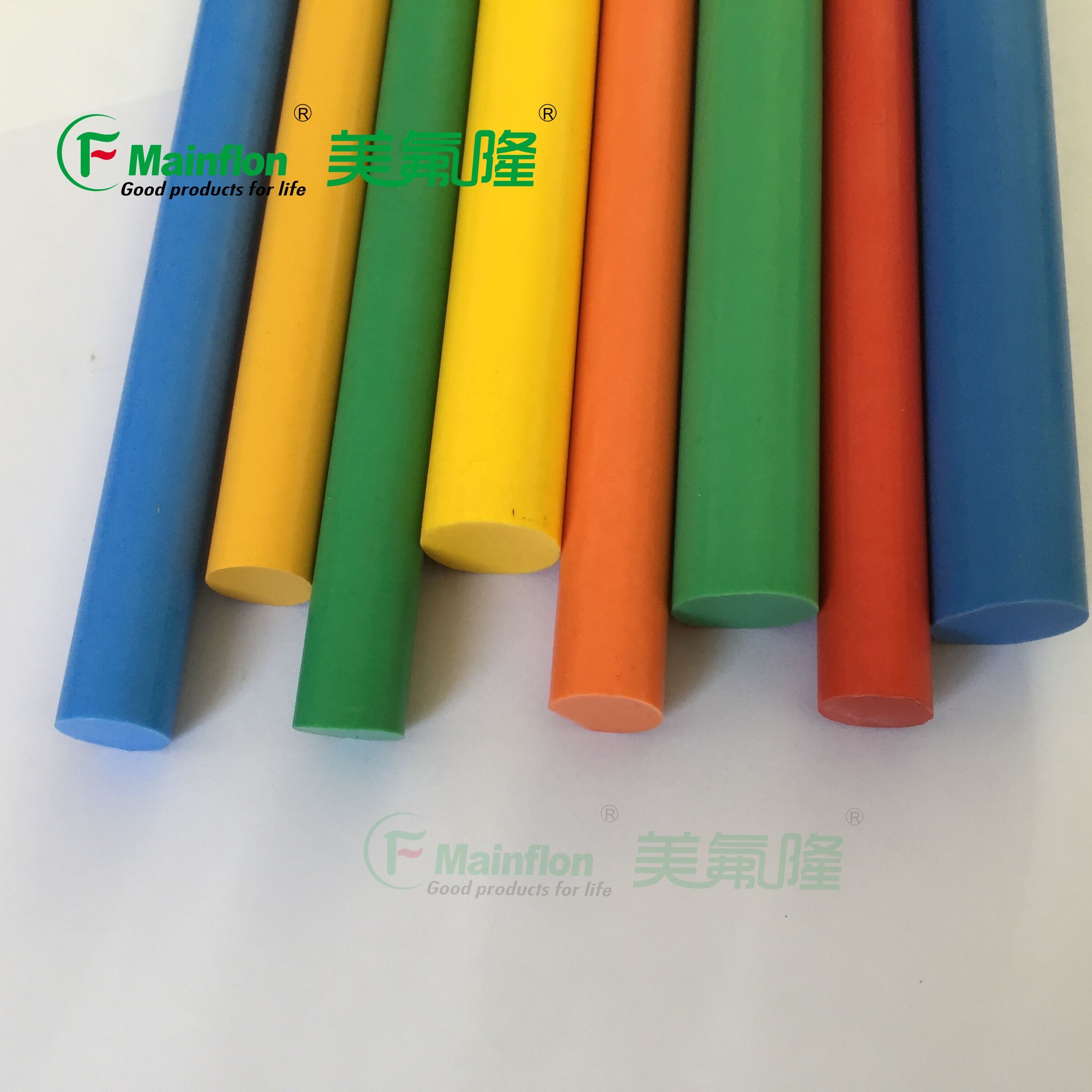 Red Color PTFE Round Rod, Various Diameters, 1 meter length, Red, Yellow, Blue, Green, Black, White, Grey, Orange, etc.