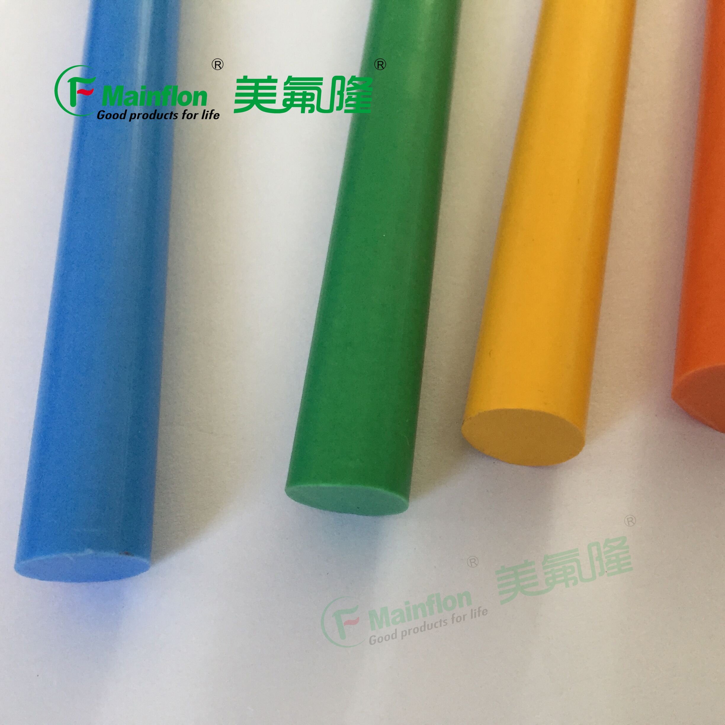 Red Color PTFE Round Rod, Various Diameters, 1 meter length, Red, Yellow, Blue, Green, Black, White, Grey, Orange, etc.