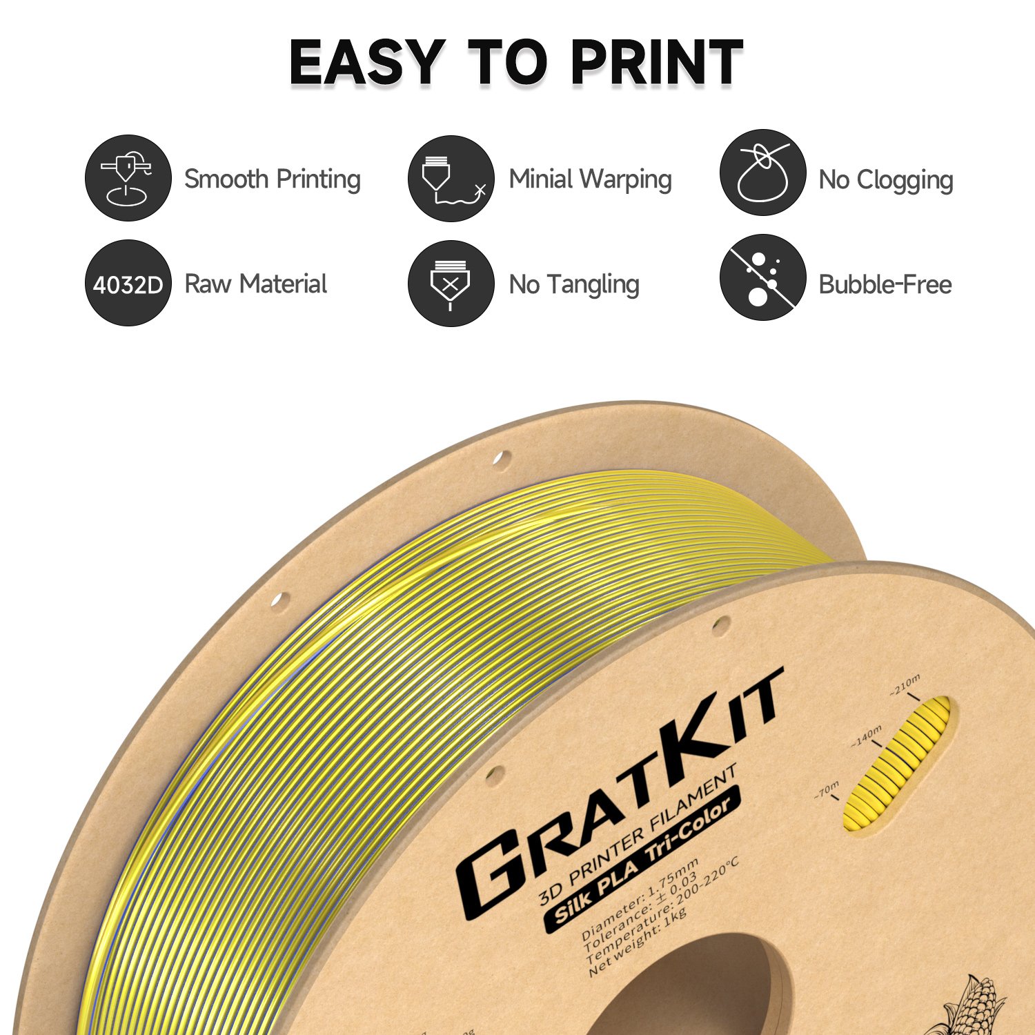 Good Price High Quality Silk Tri-color PLA 3D Filament 1.75mm 1kg/roll Plastic rods