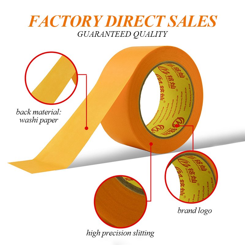 No Residue Heat Resistant Auto Refinish Paint Gold Washi Paper Masking Painter Tape For Car Automotive Wall Painting