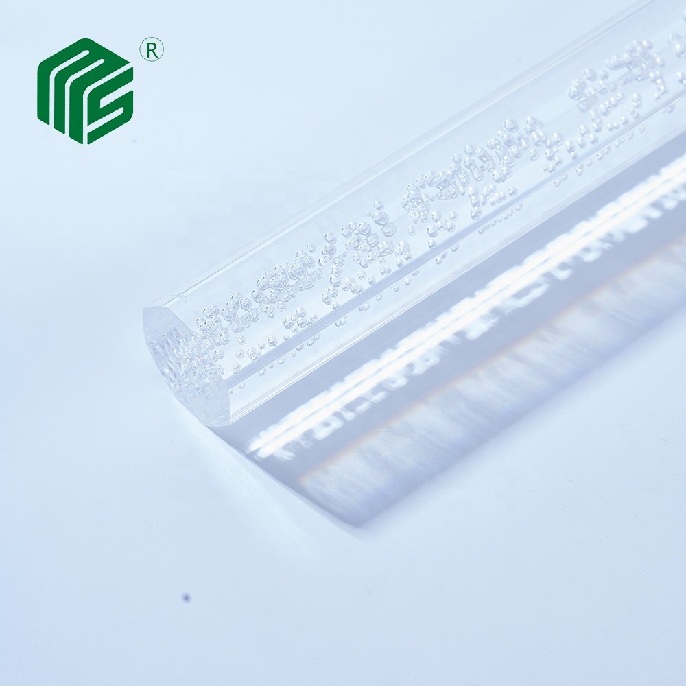 Extruded clear acrylic bubble solid rod for lighting use