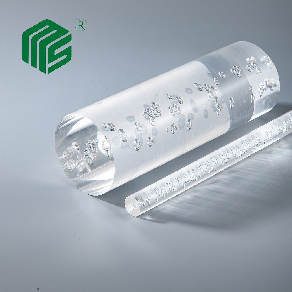 Extruded clear acrylic bubble solid rod for lighting use