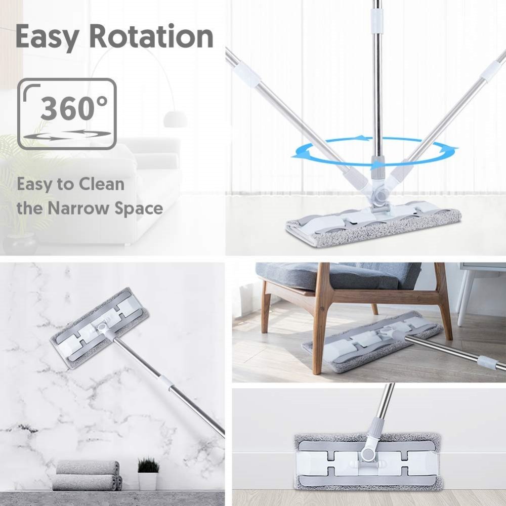 Microfiber Hardwood Floor Mop with Washable Pads 360 Rotation Dust Flat Twist Mop Floor Cleaning