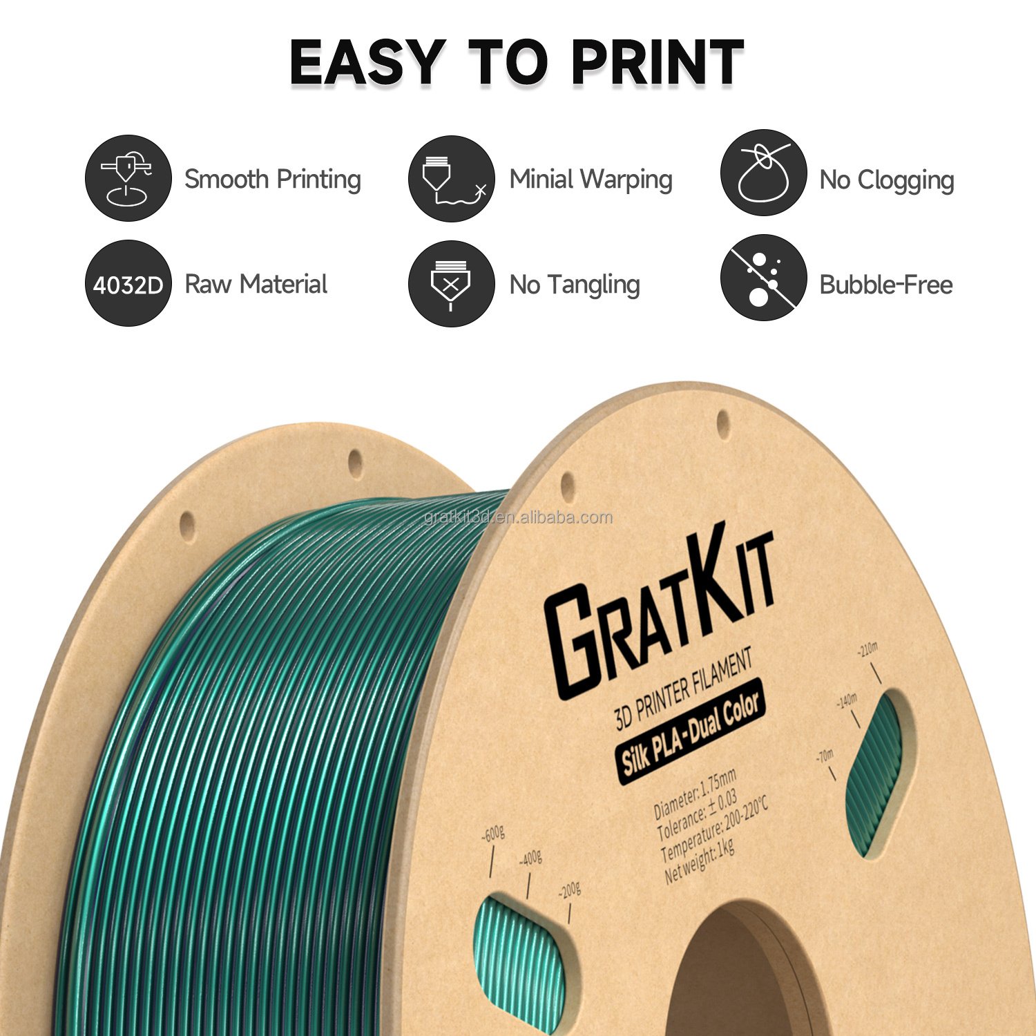 Factory Price Silk Dual Color PLA 1.75mm Smooth printing Filament