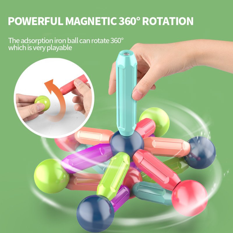100 Pieces Variable Magnetic Stick Thinking Training Early Education Toy Large Particle Magnetic Combination Building Block Set