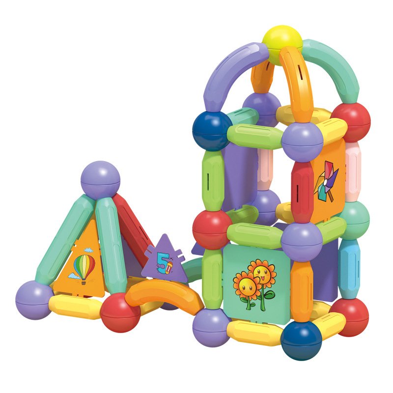 100 Pieces Variable Magnetic Stick Thinking Training Early Education Toy Large Particle Magnetic Combination Building Block Set