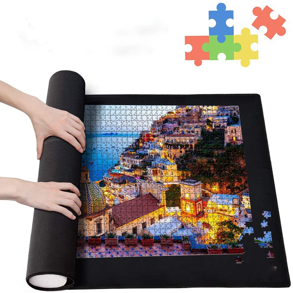 120*66*0.2cm natural rubber material black puzzle roll up kids polyester puzzle mats