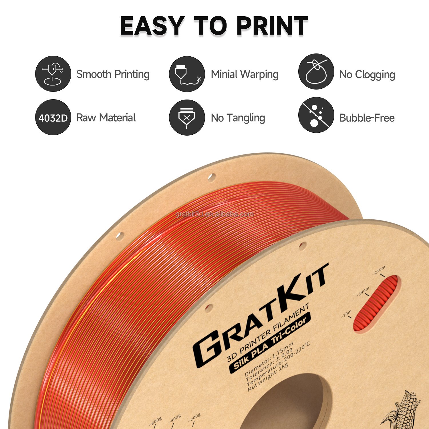 Silk Tri-Color Extrusion Filament 175mm 1kg for FDM 3D Printer
