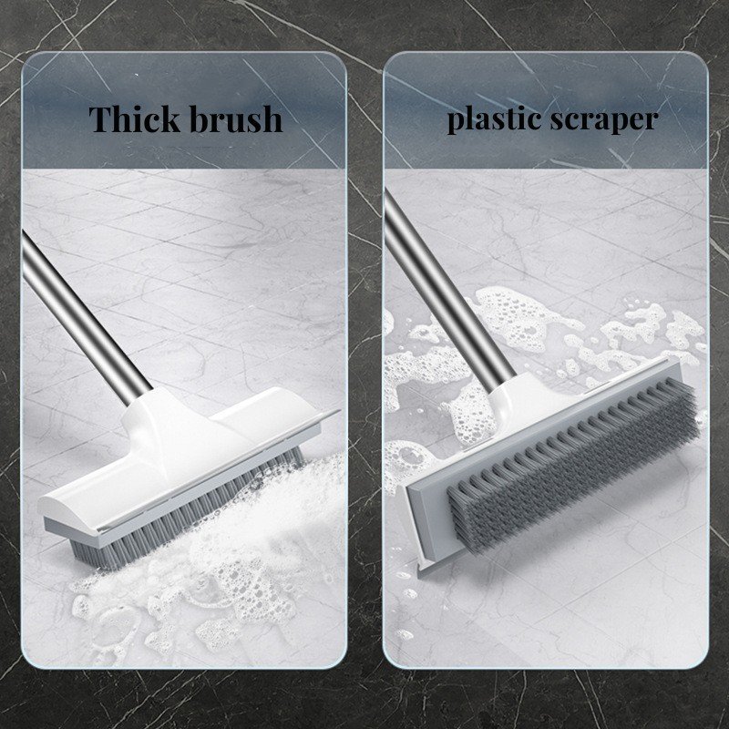 household plastic long handle 2 In 1 Squeegee Floor Scrub Brush swimming pool toilet floor Crevice cleaning Brush