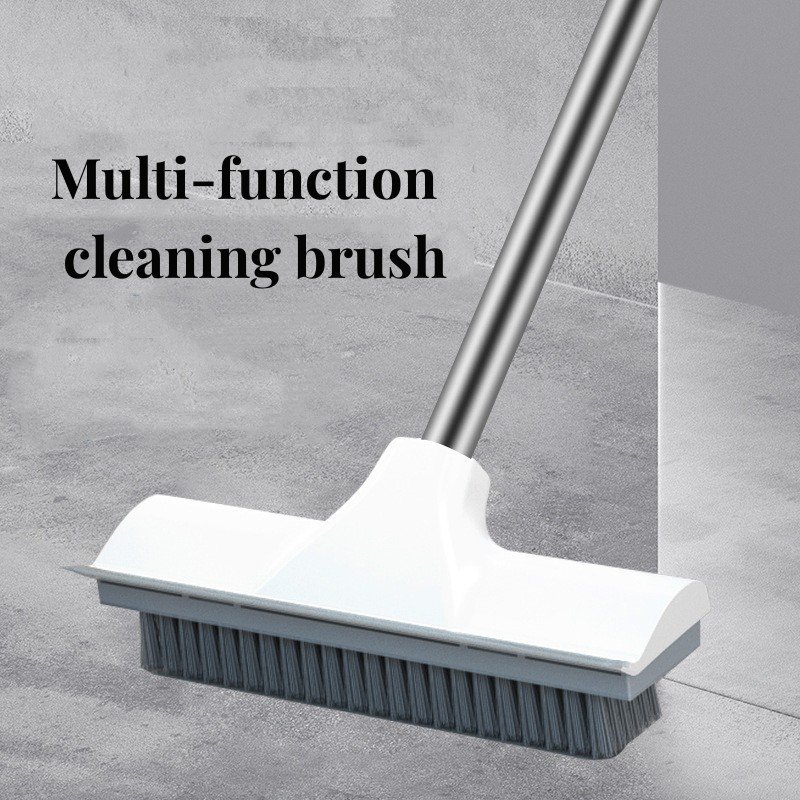 household plastic long handle 2 In 1 Squeegee Floor Scrub Brush swimming pool toilet floor Crevice cleaning Brush