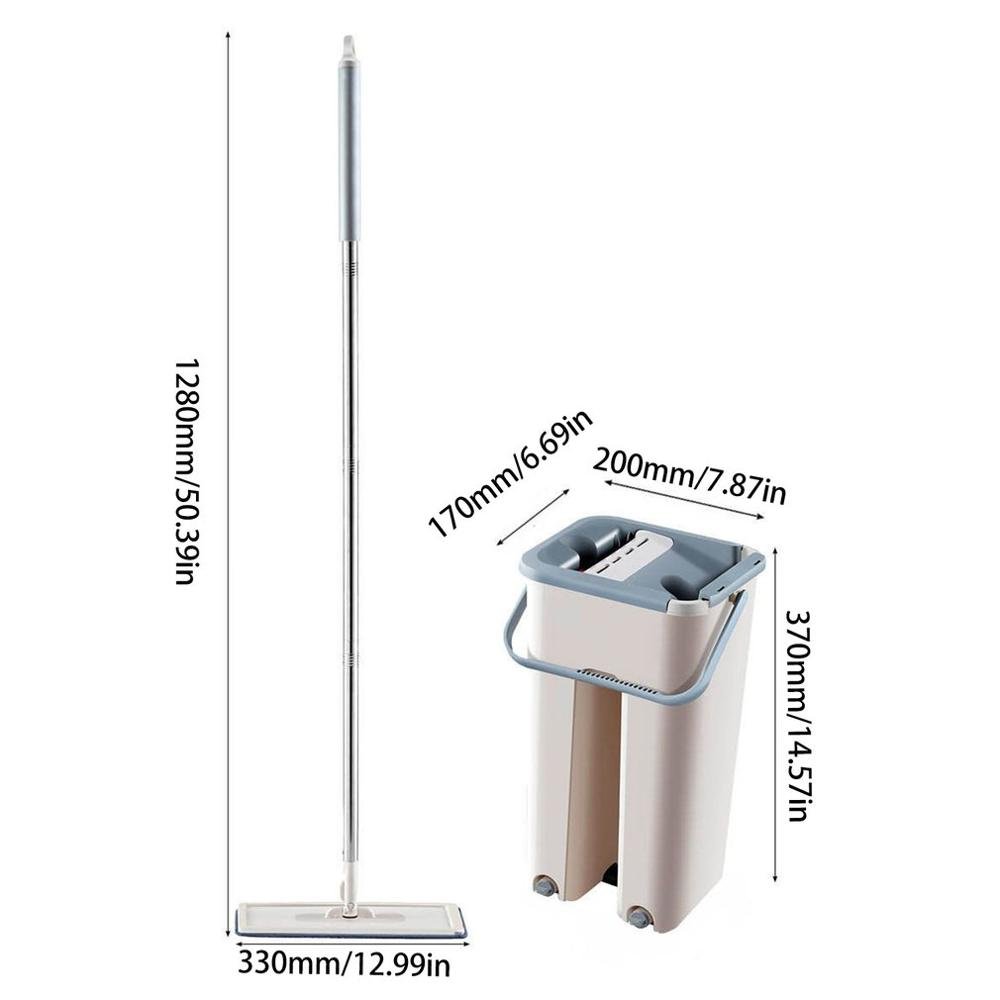 Hand Free Washing Floor Mop Bucket Set With Microfiber Mop Pads Flat Squeeze Magic Mop and Bucket Wringer Home Cleaning Tool