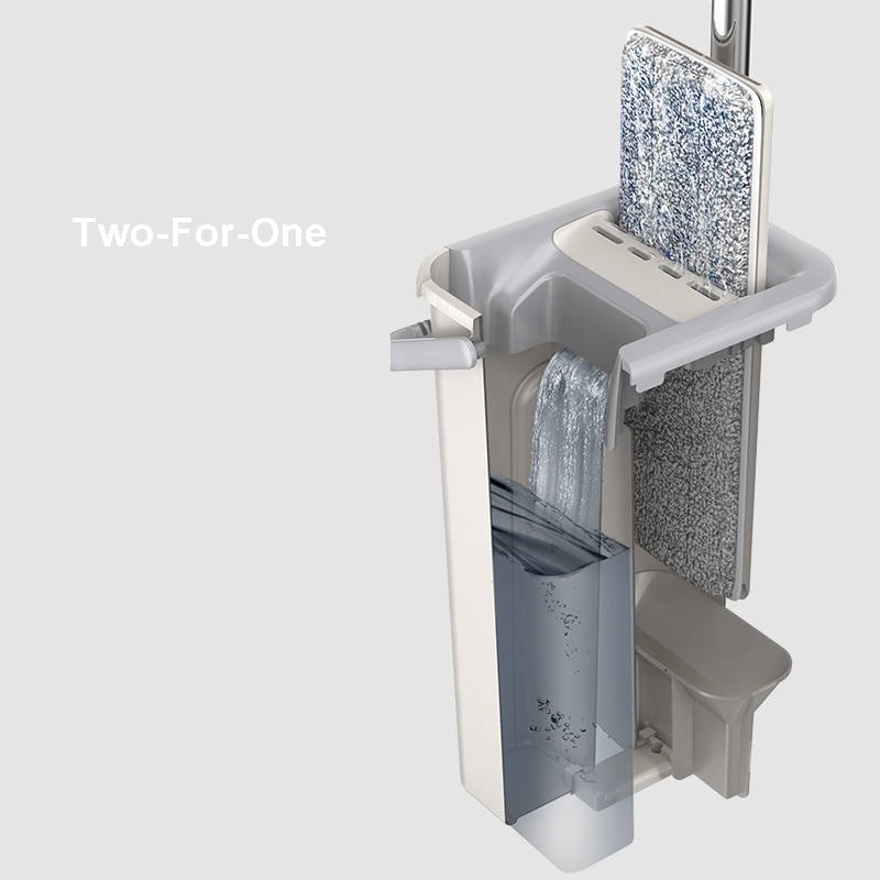 Hand Free Washing Floor Mop Bucket Set With Microfiber Mop Pads Flat Squeeze Magic Mop and Bucket Wringer Home Cleaning Tool