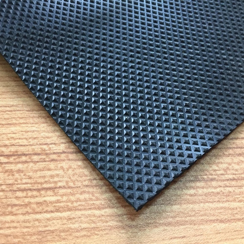Super thin 2mm soft black rough top anti-slip small diamond rubber matting / neolite rubber sheet SBR
