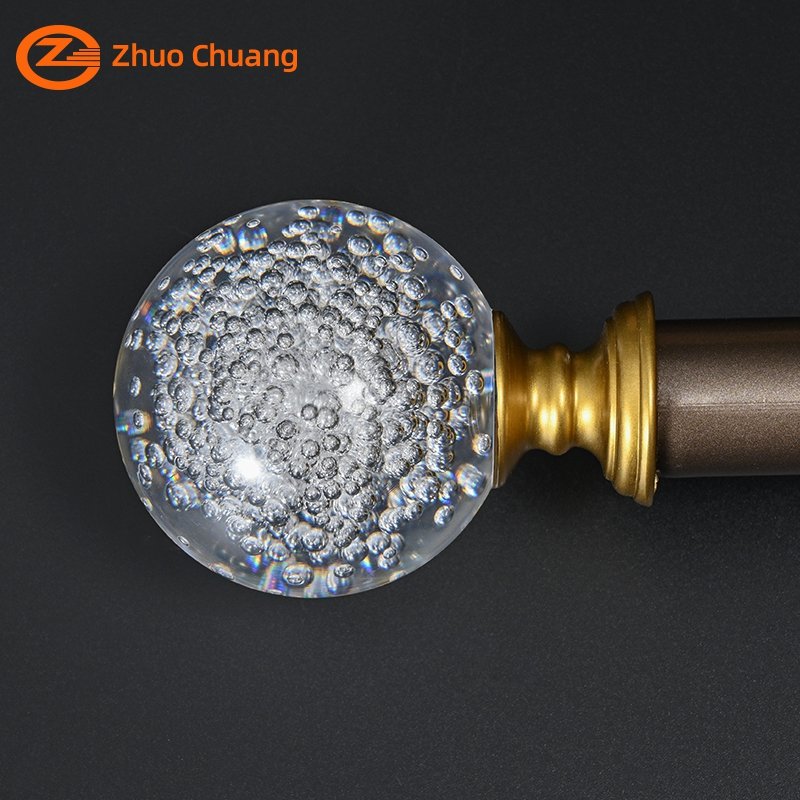 Hot Sale Crystal Ball Decorative Curtain Rod Finial Transparent Curtain Rod Finials Support Customization