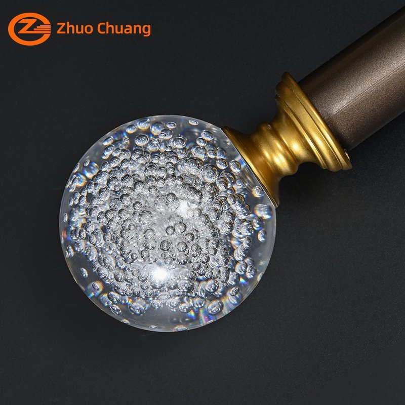 Hot Sale Crystal Ball Decorative Curtain Rod Finial Transparent Curtain Rod Finials Support Customization