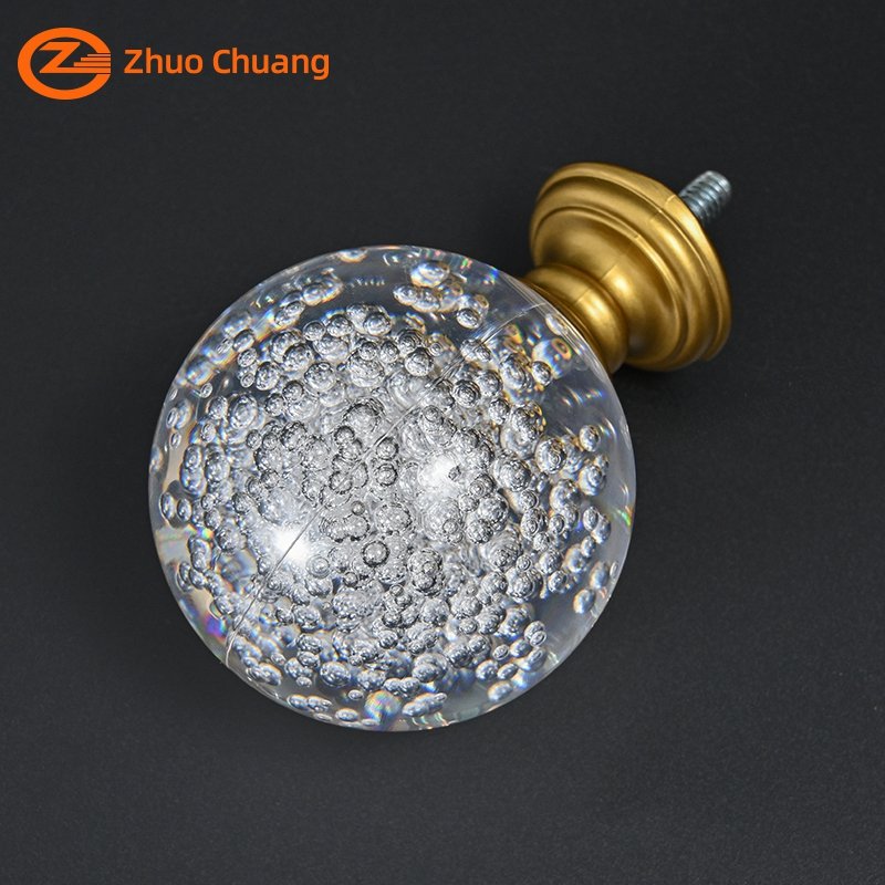 Hot Sale Crystal Ball Decorative Curtain Rod Finial Transparent Curtain Rod Finials Support Customization