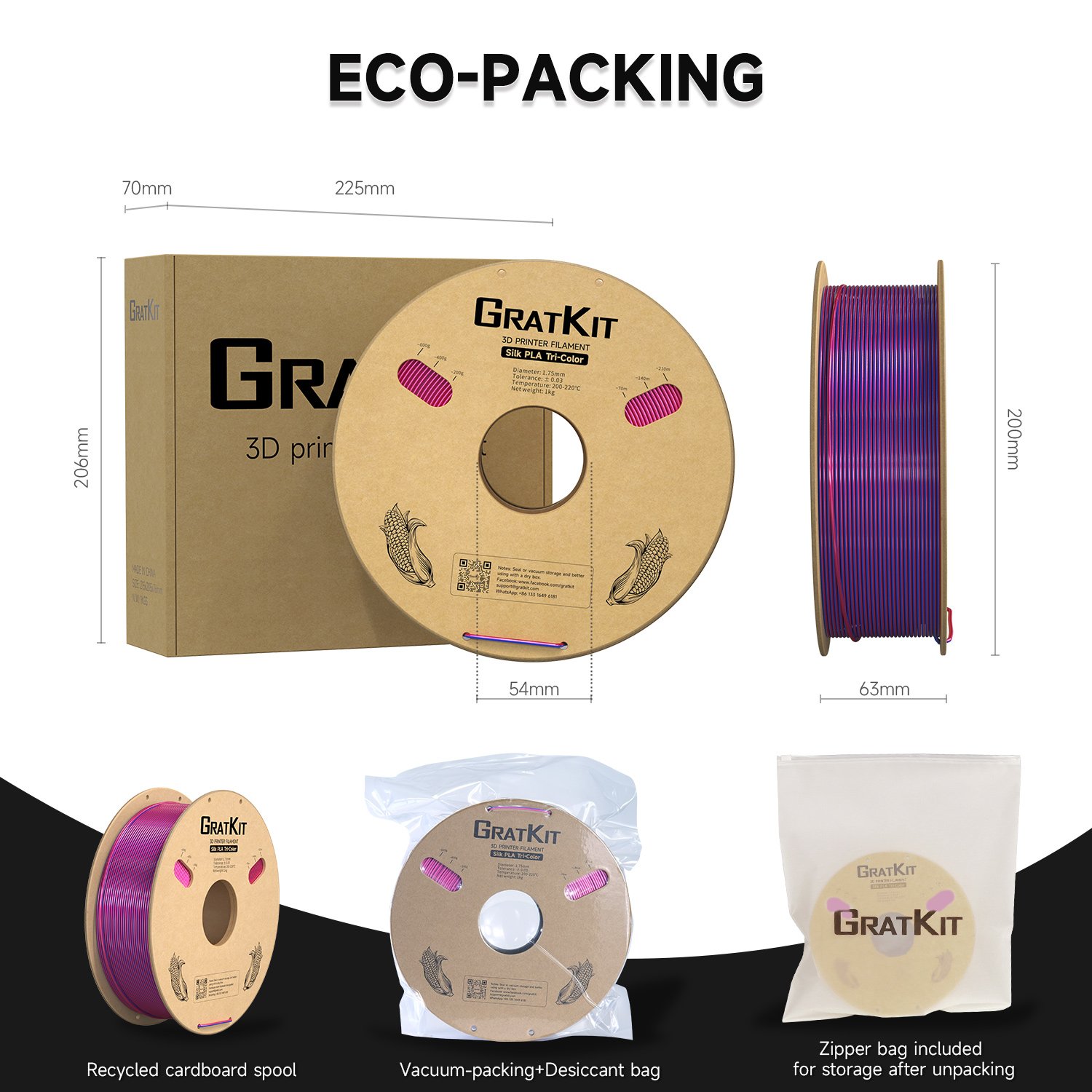 Gratkit Silk PLA Filament For 3D Printer 1KG Texture PLA 3D Filaments Spool Plastic rods PLA