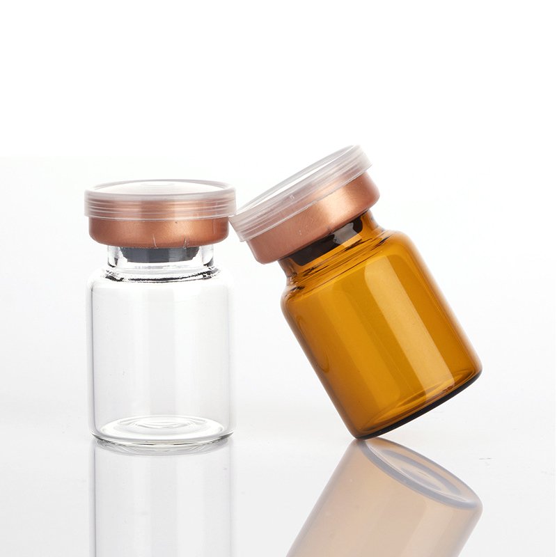 Clear amber moulded seguridad vial tubular pharmaceutical 5ml glass vial with caps and stopper