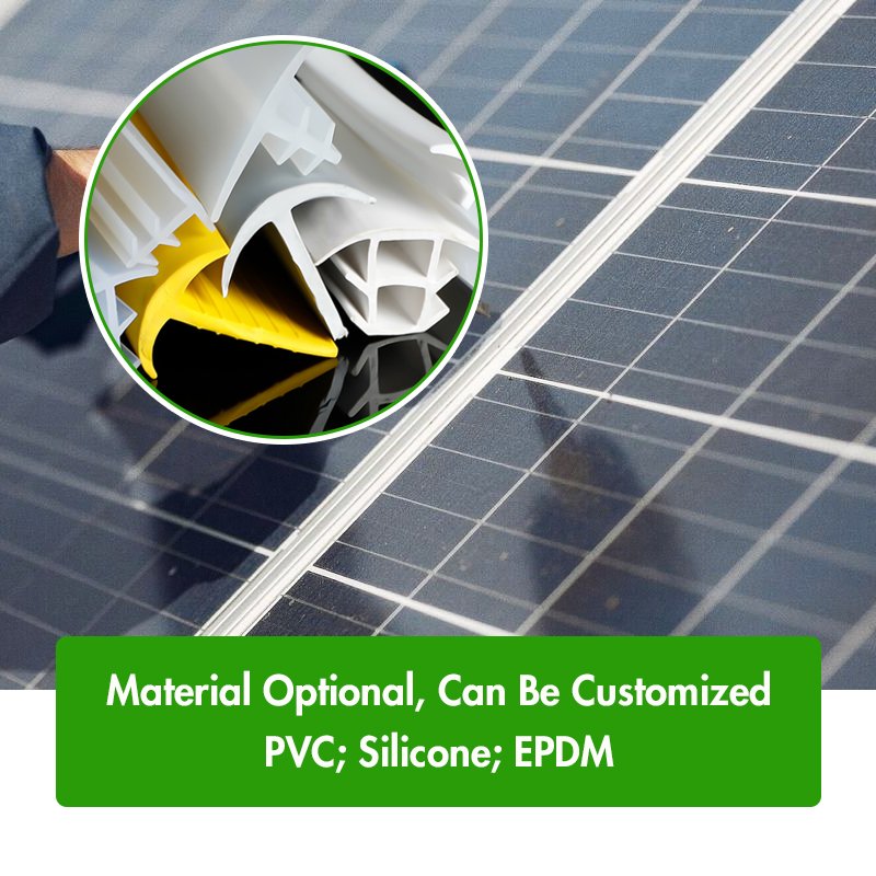 EPDM Rubber Extrusion Seal Gasket T Shape Rubber Strip for Solar Panel Power System Photovoltaic Panel Slot Sealing Strip