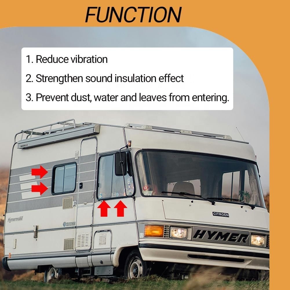 RV Window edge Seal Weather Strip 1/2'' x 1/4'', Noise Reduction Dustproof Weatherstrip Window Locking Gasket
