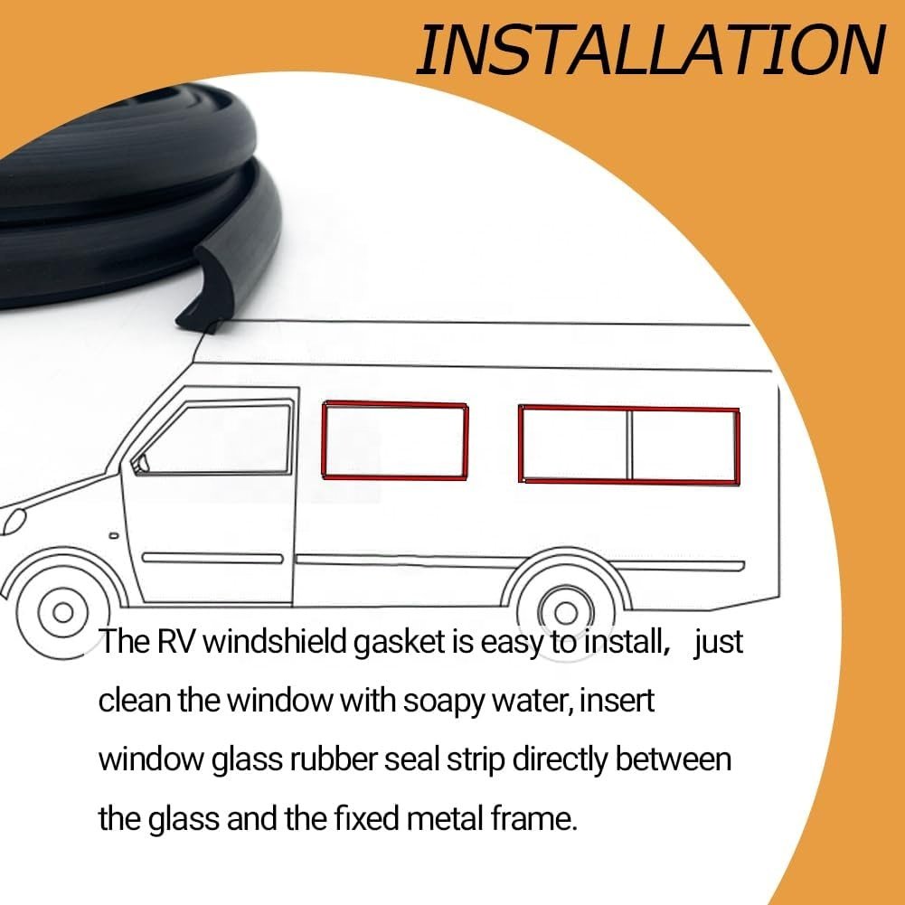 RV Window edge Seal Weather Strip 1/2'' x 1/4'', Noise Reduction Dustproof Weatherstrip Window Locking Gasket