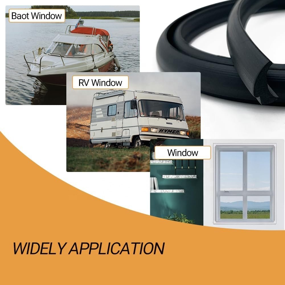 RV Window edge Seal Weather Strip 1/2'' x 1/4'', Noise Reduction Dustproof Weatherstrip Window Locking Gasket