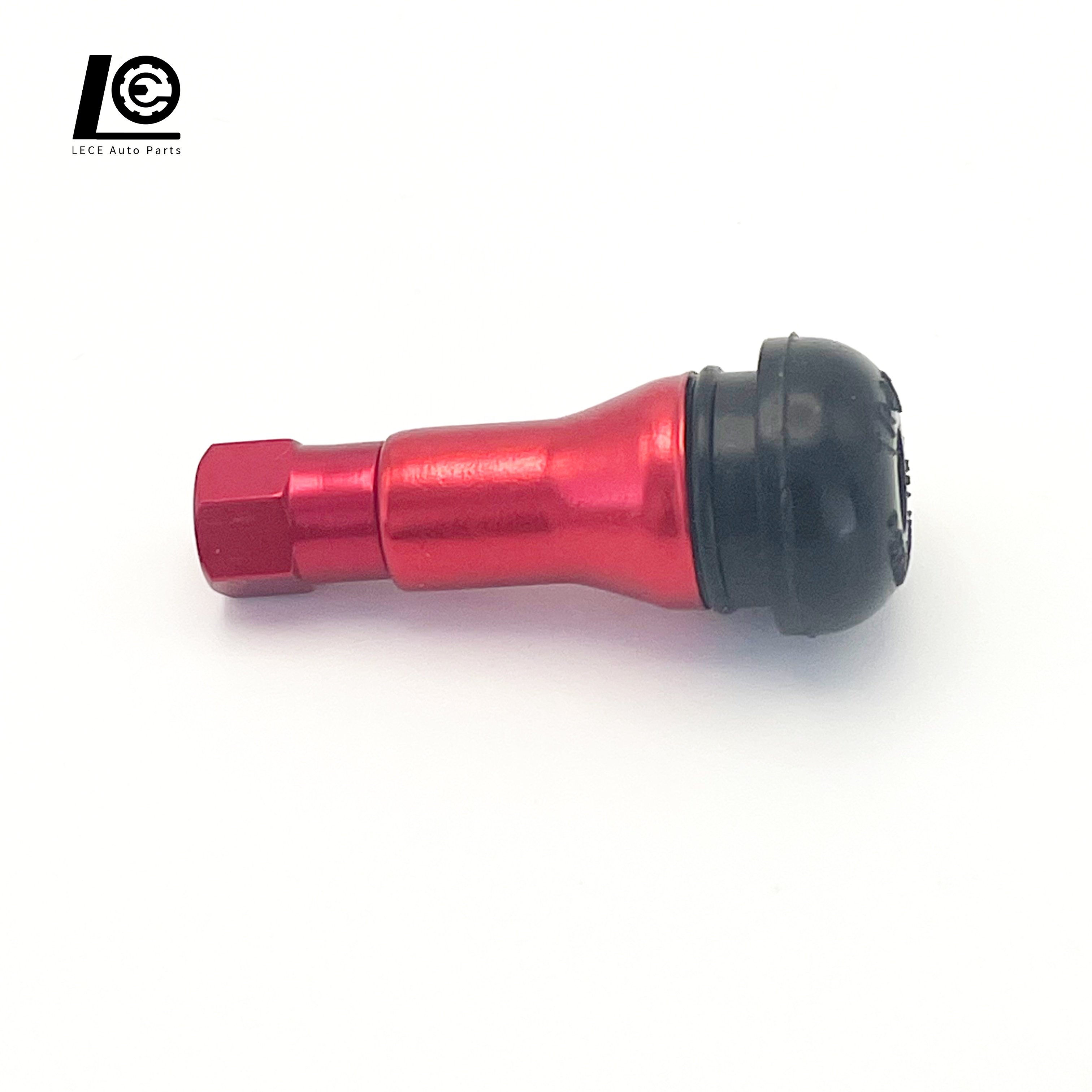 Tire Valve TR413AC Snap-in Aluminum Tire Valve Car Parts Chrome Sleeve Tubeless Rubber Valves with Red Housings