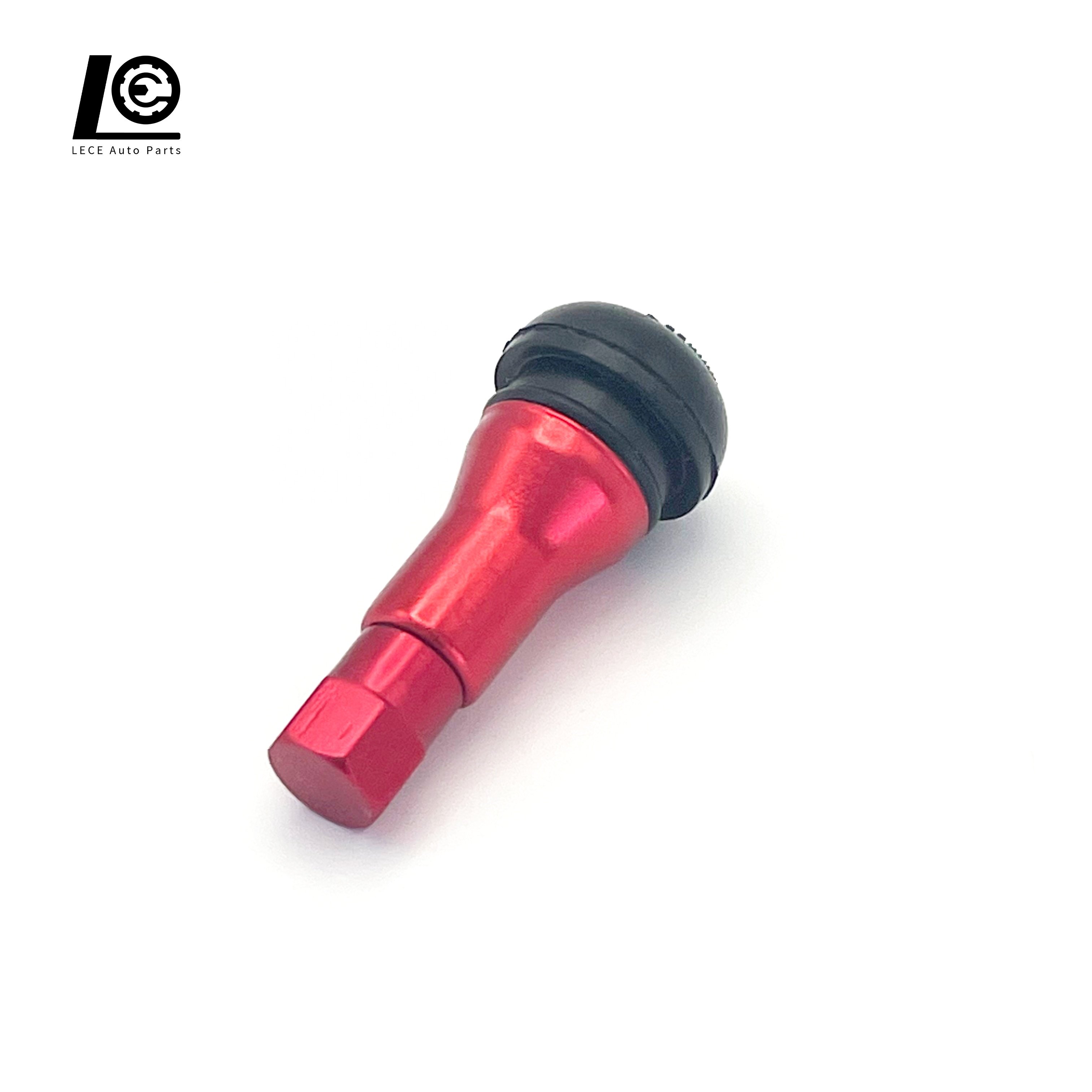 Tire Valve TR413AC Snap-in Aluminum Tire Valve Car Parts Chrome Sleeve Tubeless Rubber Valves with Red Housings