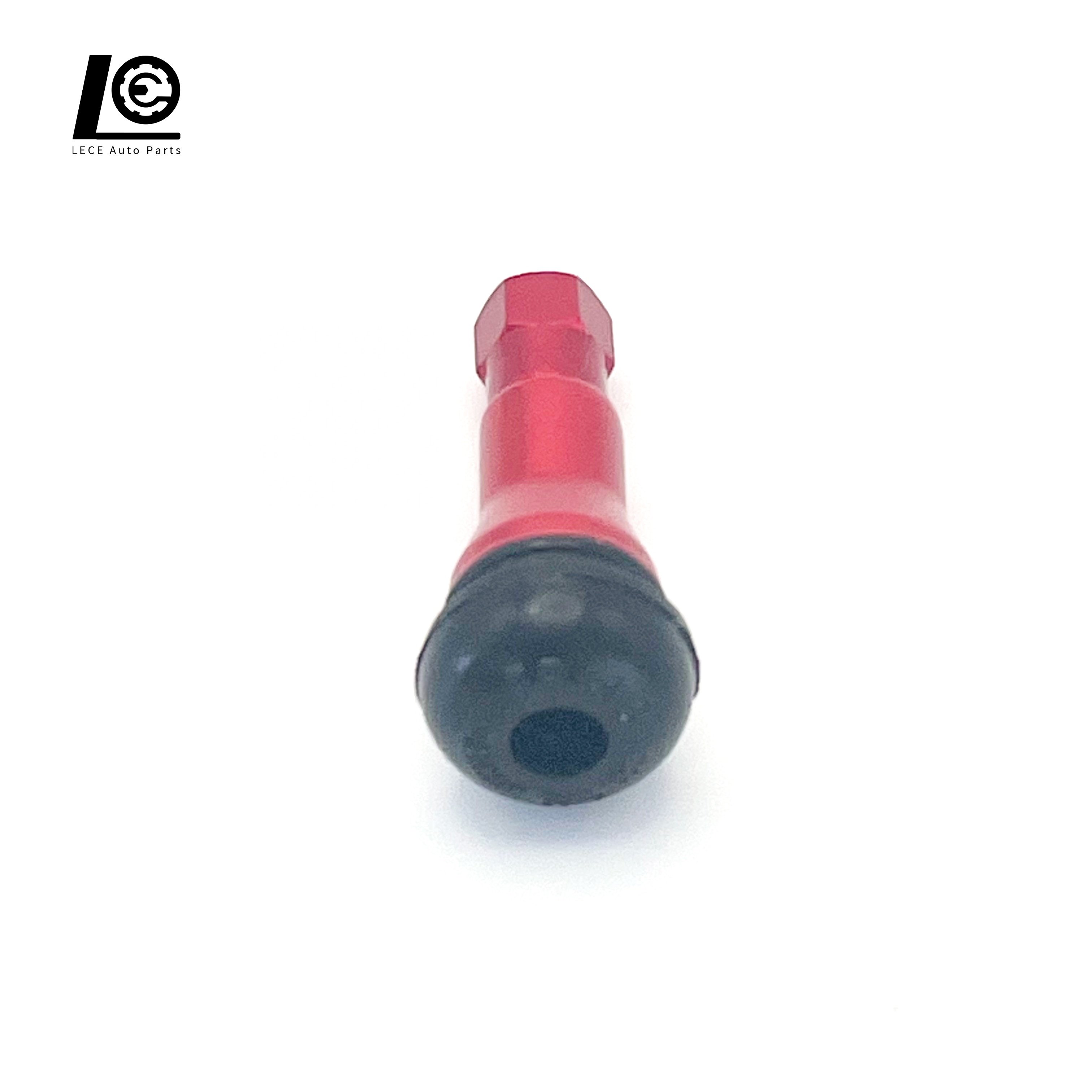 Tire Valve TR413AC Snap-in Aluminum Tire Valve Car Parts Chrome Sleeve Tubeless Rubber Valves with Red Housings