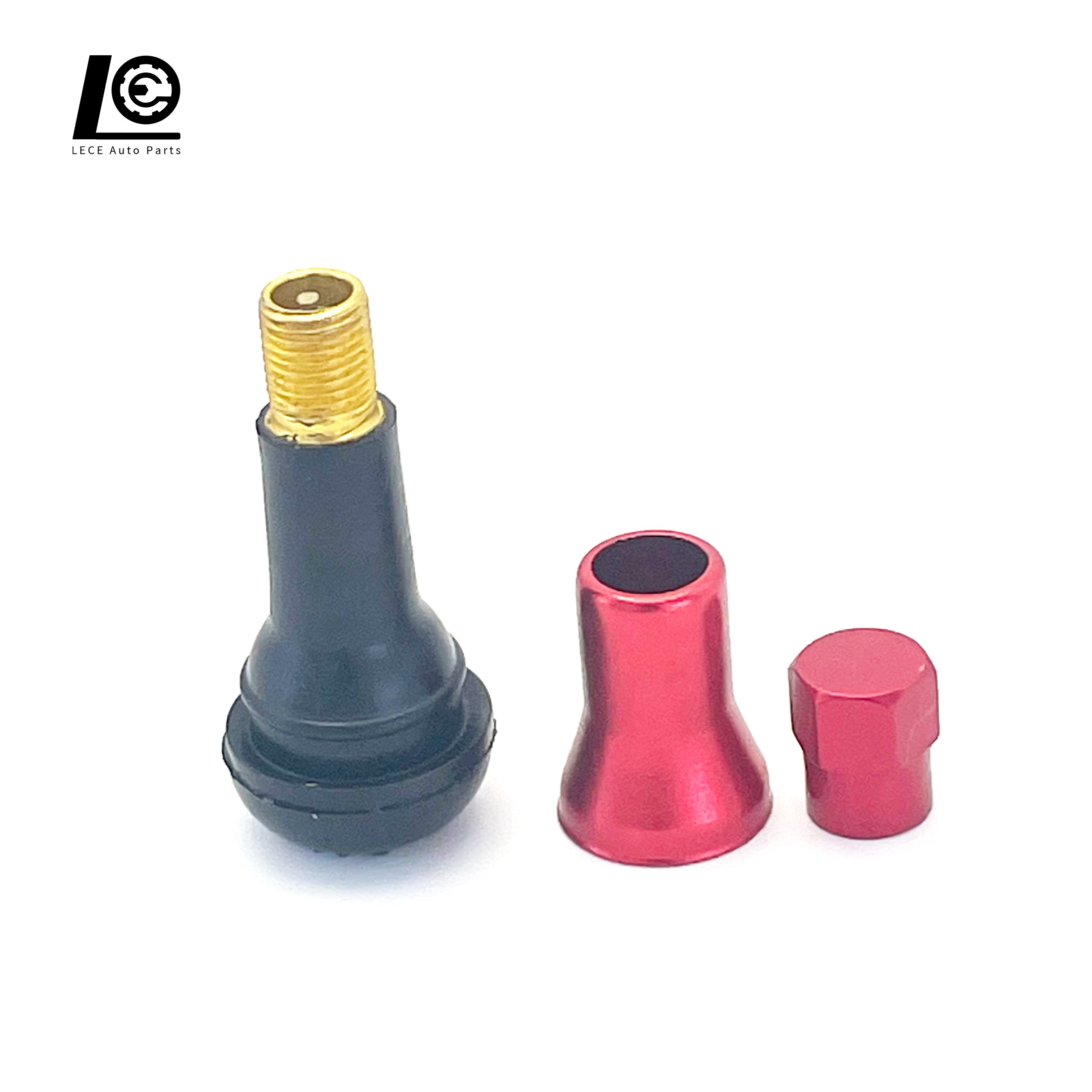 Tire Valve TR413AC Snap-in Aluminum Tire Valve Car Parts Chrome Sleeve Tubeless Rubber Valves with Red Housings