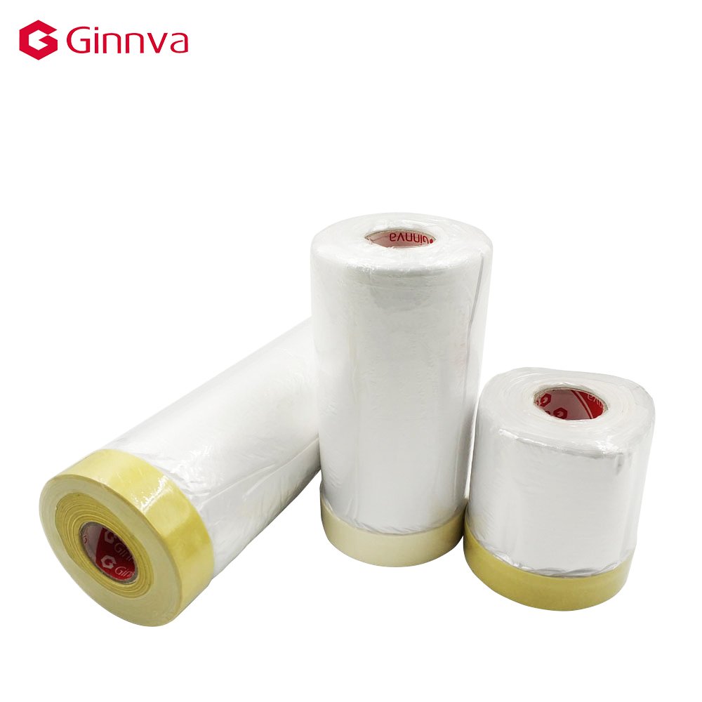 Pre-Tape Masking Film Indoor Application 900mm Width PE Film Pre Taped Drop Cloths