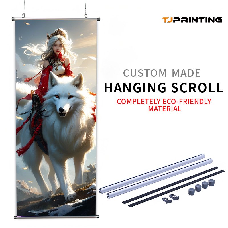 Custom Wall Scroll From Recycled Polyester With Plastic Rods or Wooden Robs