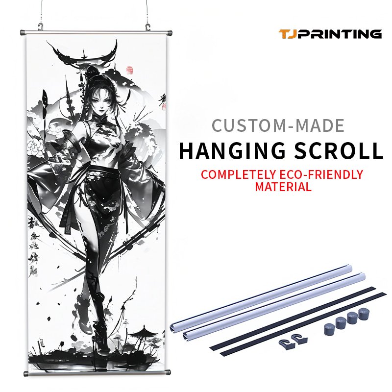 Custom Wall Scroll From Recycled Polyester With Plastic Rods or Wooden Robs
