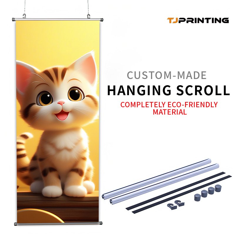 Custom Wall Scroll From Recycled Polyester With Plastic Rods or Wooden Robs