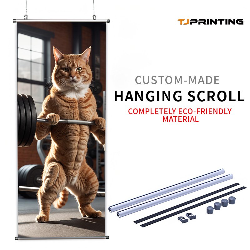 Custom Wall Scroll From Recycled Polyester With Plastic Rods or Wooden Robs