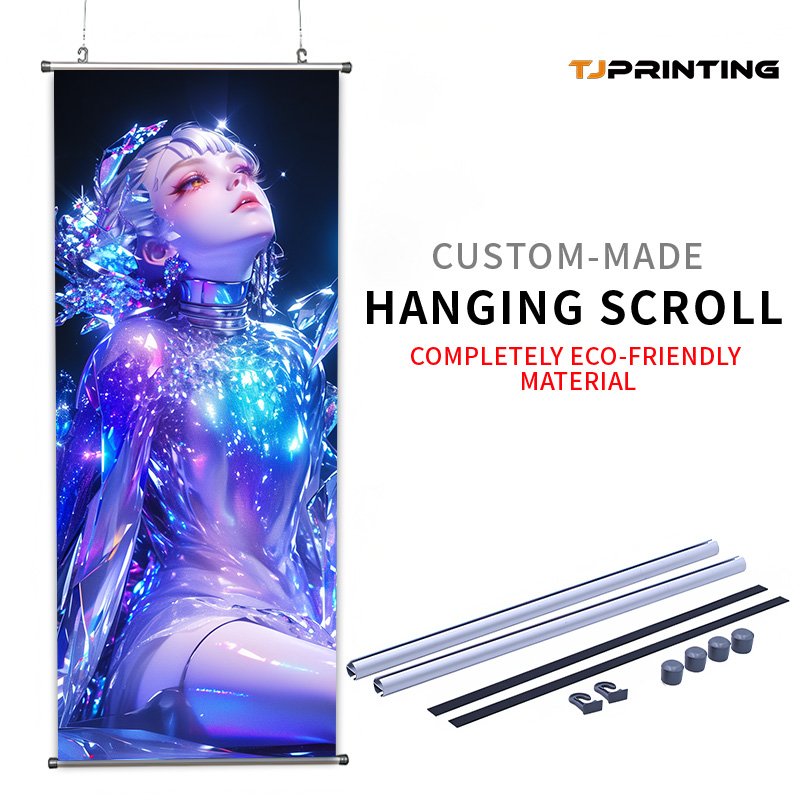 Custom Wall Scroll From Recycled Polyester With Plastic Rods or Wooden Robs