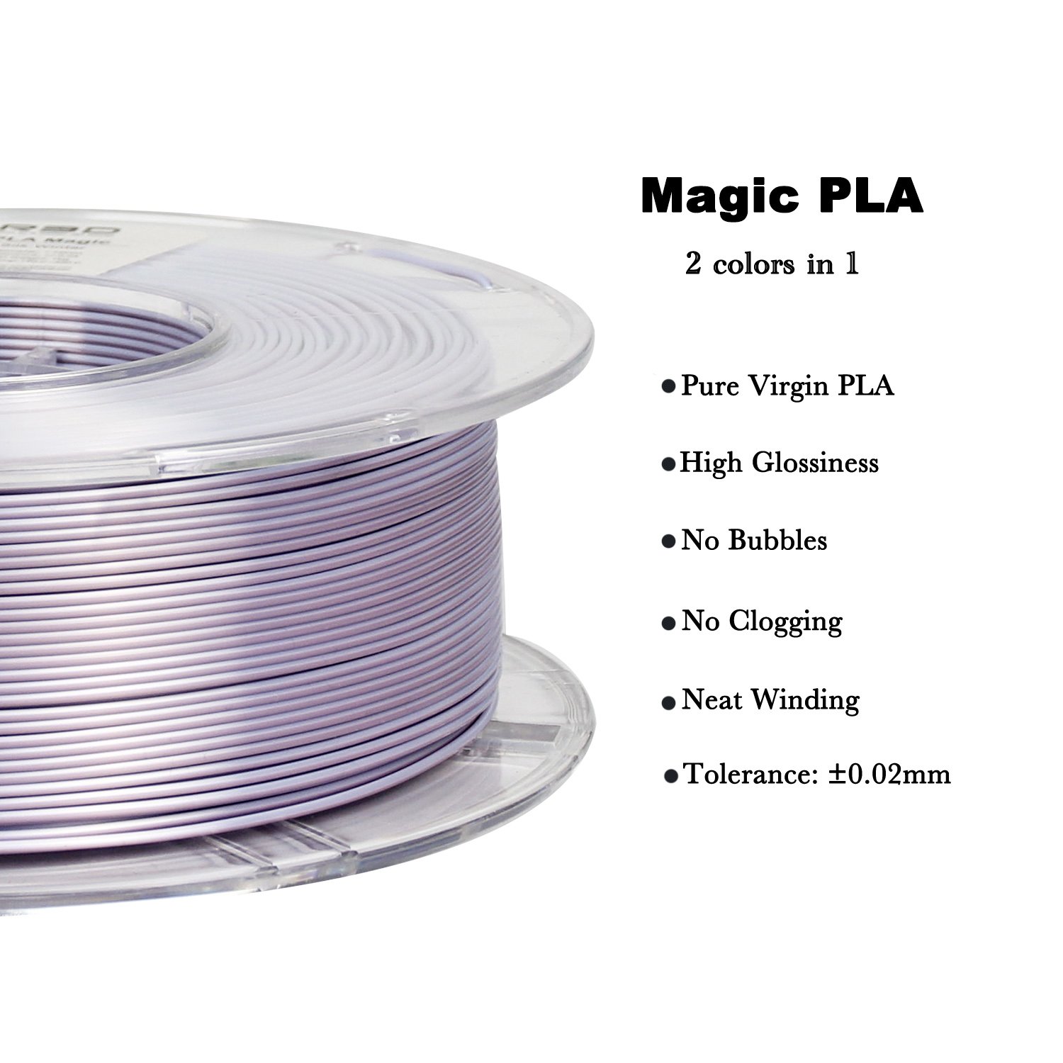 R3D Winter Color Purple Silver Dual Magic Silk PLA Filament for 3d Printer 1.75mm 1kg