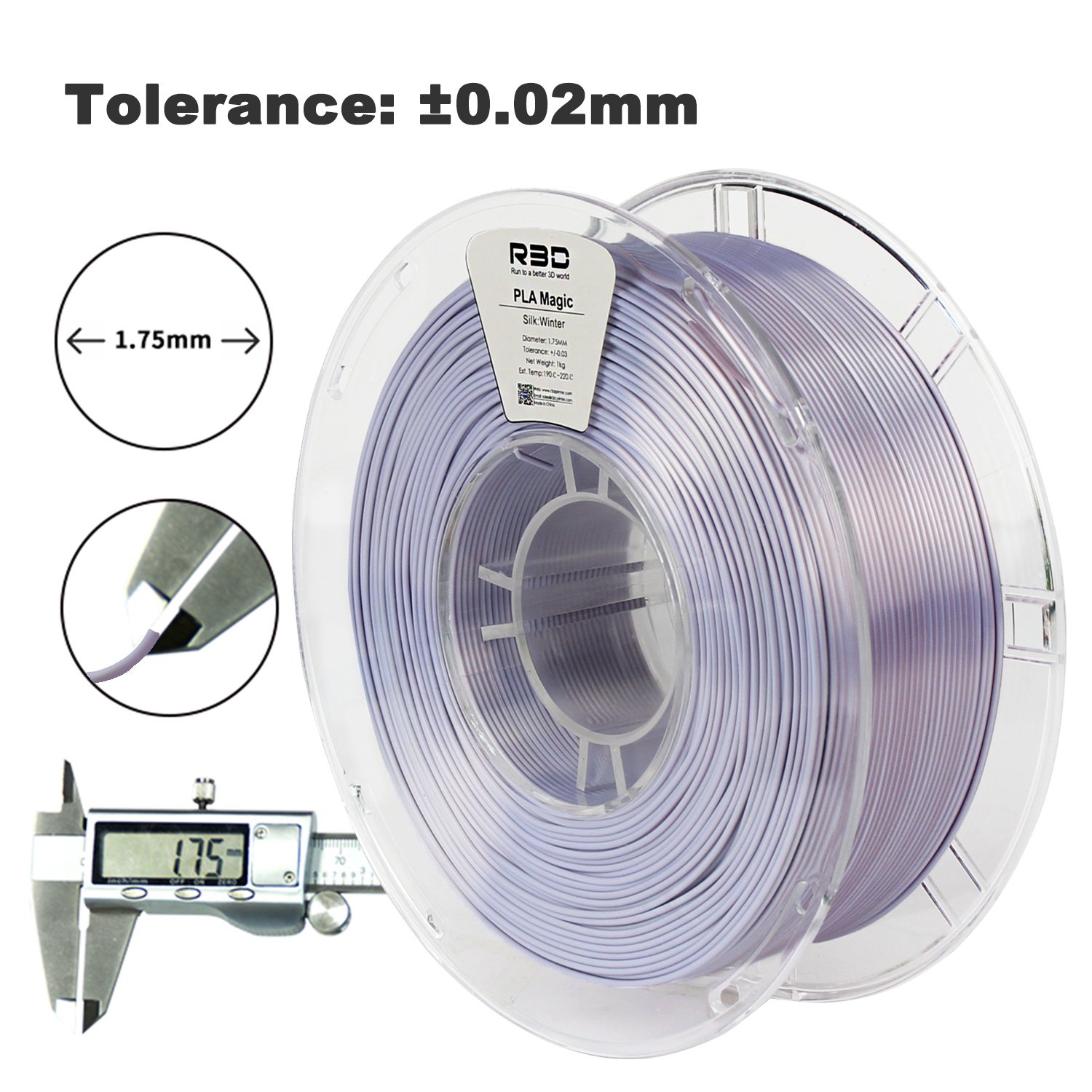 R3D Winter Color Purple Silver Dual Magic Silk PLA Filament for 3d Printer 1.75mm 1kg