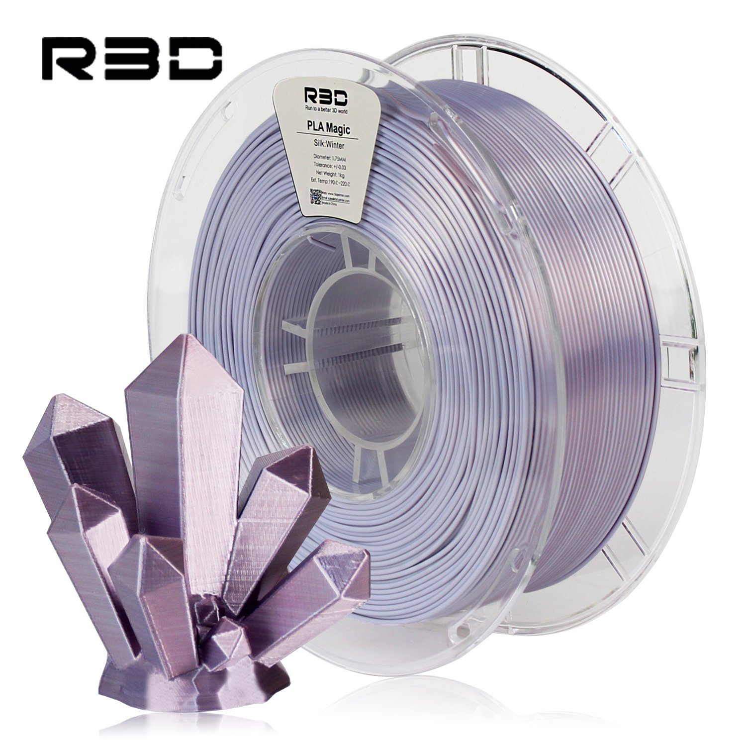 R3D Winter Color Purple Silver Dual Magic Silk PLA Filament for 3d Printer 1.75mm 1kg
