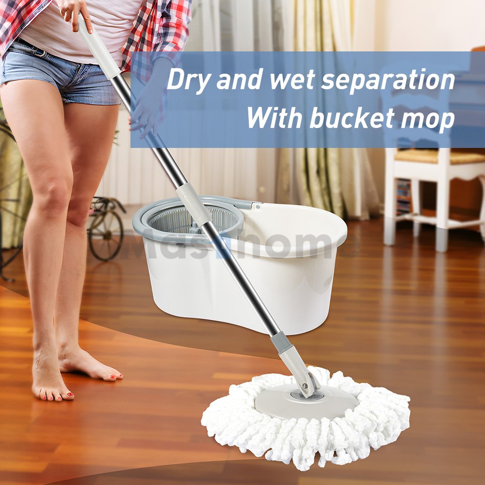 Masthome Factory Price Stainless Steel Pole Mop And Bucket Set Spin Cleaning Mop And Bucket With Wringer Set