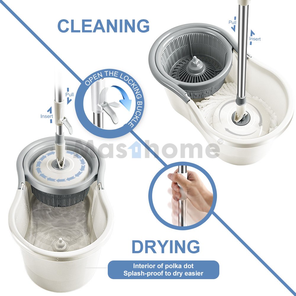 Masthome Factory Price Stainless Steel Pole Mop And Bucket Set Spin Cleaning Mop And Bucket With Wringer Set