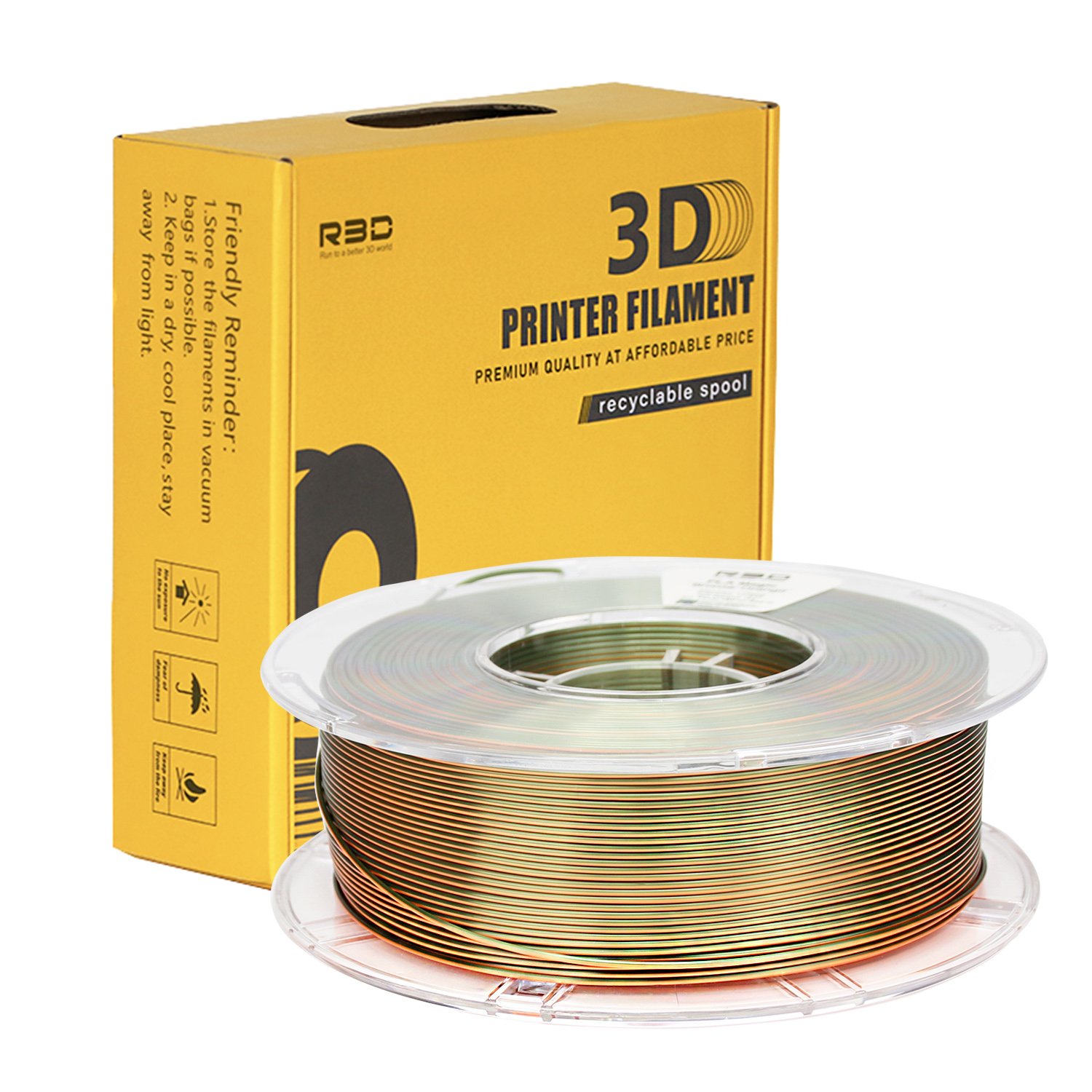 R3D Bronze Orange Double Tone Magic Silk PLA Filament for 3d Printer 1.75mm 1kg