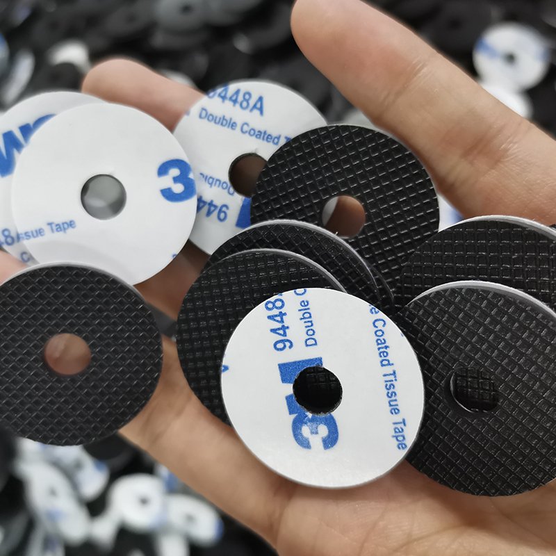 Customized Black Grid Pattern Silicone Pads Self-Adhesive Non-Slip Rubber Sheets Processing Service Including Cutting
