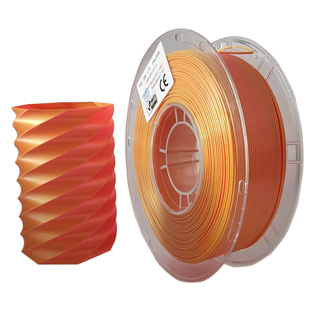 3D Printer Filament 1.75mm 2 Colors Plastic Rods Dual Color Pink Gold Filament Magic Color Matte PLA Bicolor Filament 1KG
