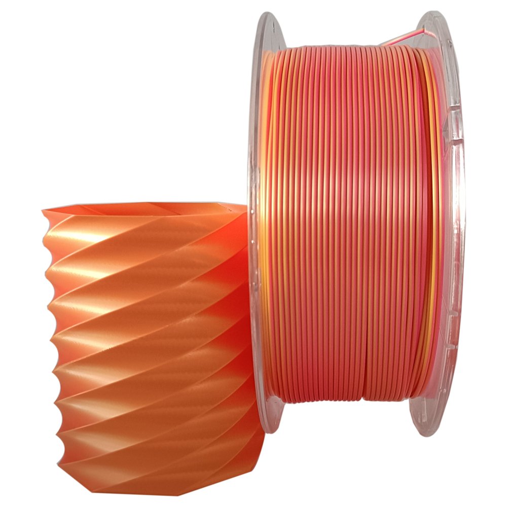 3D Printer Filament 1.75mm 2 Colors Plastic Rods Dual Color Pink Gold Filament Magic Color Matte PLA Bicolor Filament 1KG