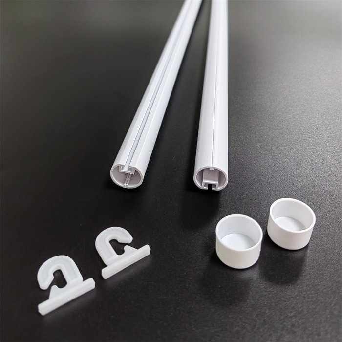 round shape 15mm poster hanger rail PVC plastic top and bottom pole and hanger hook