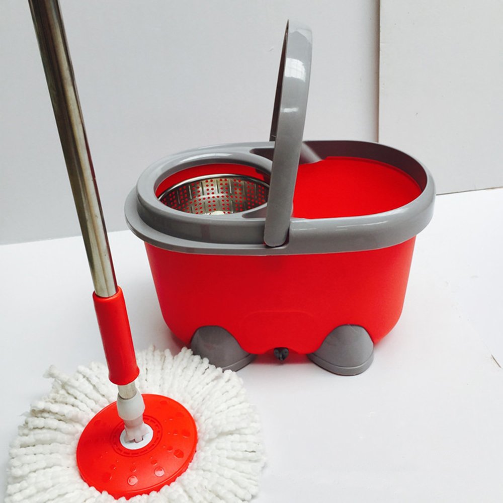 Magic Cleaning Free Hand Spin Mop Set Durable Plastic Head with Steel Pole Easy Operation Home Kitchen Floor Cleaner Packed Box